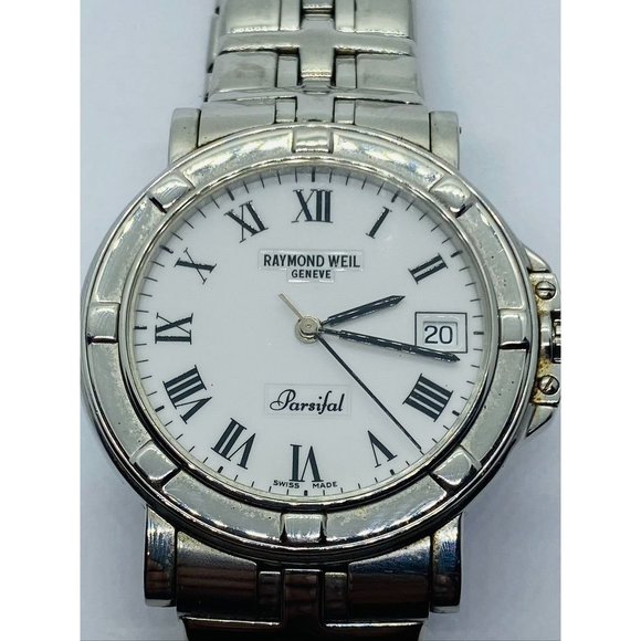 SOLD!!!Raymond Weil Parsifal 9551 Stainless Steel White Dial 6.75" - Picture 4 of 10